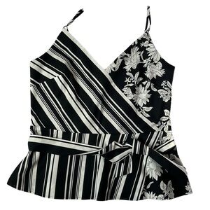 White House Black Market Women's Mixed Print Surplice Top Size 12 NWOT